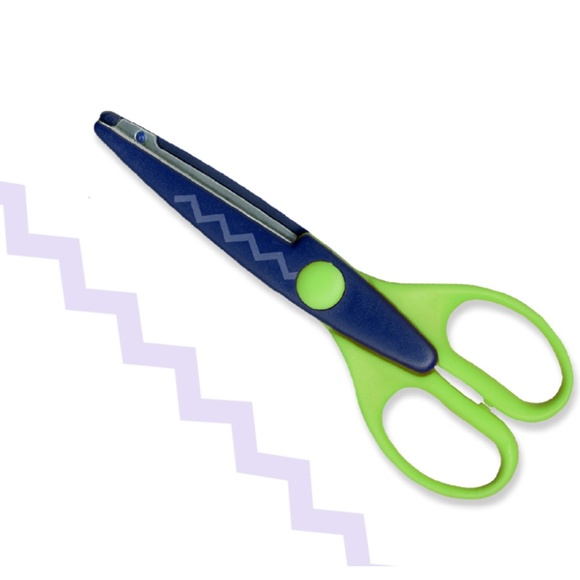 Cropping Scissors Metal Blade ZigZag 6.5" Green - Picture 1 of 3